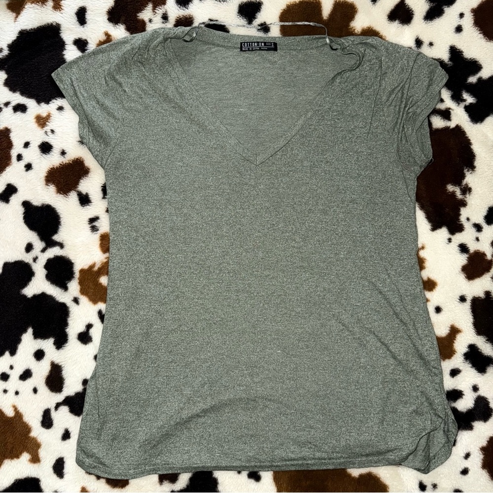 Cotton On Gray Fitted Cap Sleeve T-Shirt